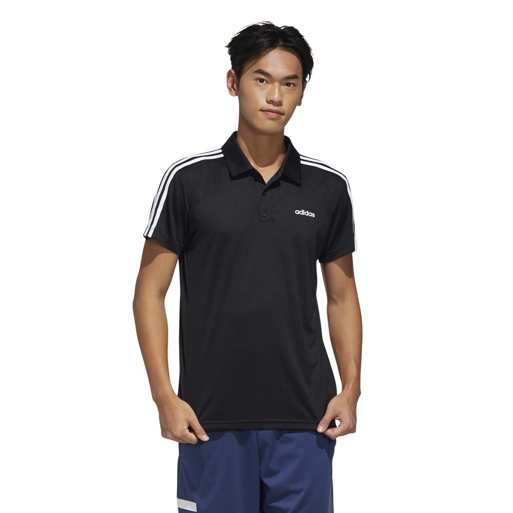 Buy adidas black D2M 3 Stripe Polo for Men in MENA, Worldwide