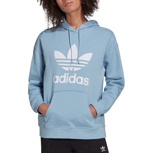 Buzo Corto Con Capucha Adidas Logo Mujer Celeste | Solo Urbano